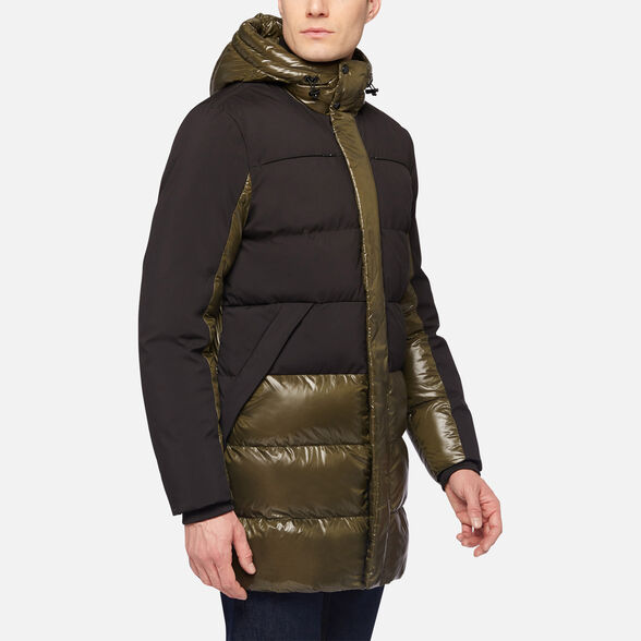 DOWN JACKETS MAN GEOX SILE MAN - FOREST NIGHT AND BLACK
