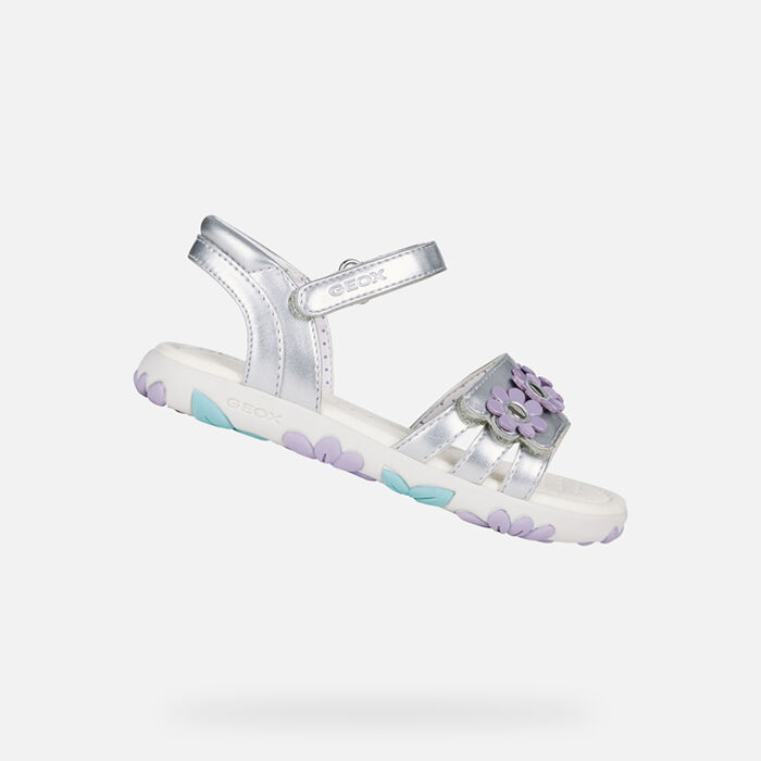 Chaussures Geox Pour Fille En Gris Métallisé, Taille UK 1.5, à Bretelles Réglables - Parfait Pour L'école Ou Le Quotidien