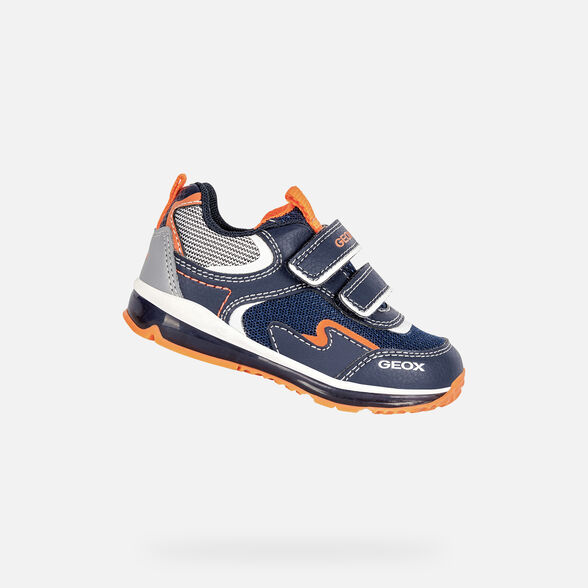LIGHT-UP SHOES BABY GEOX TODO BABY BOY  - NAVY AND FLUO ORANGE