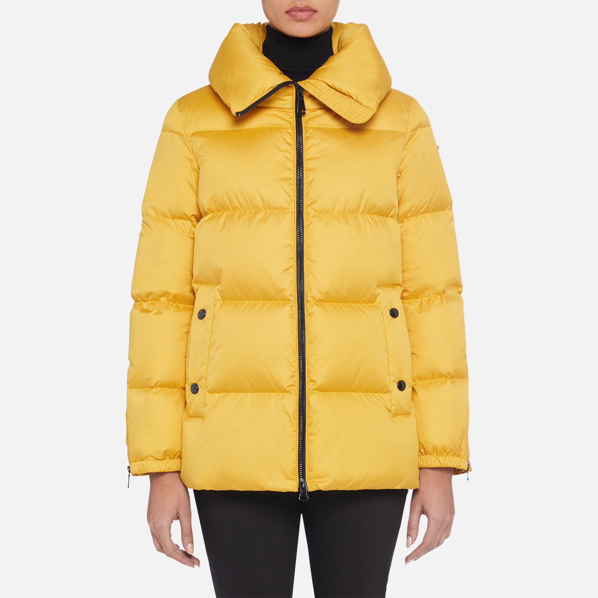 mustard yellow down jacket
