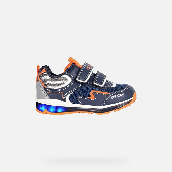 LIGHT-UP SHOES BABY GEOX TODO BABY BOY  - NAVY AND FLUO ORANGE