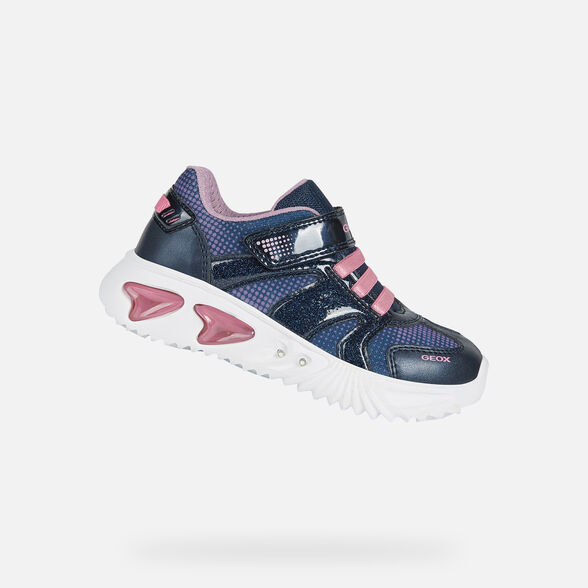 Hook And Loop Fastening Children Girls Geox Emmaisi Trainers In Navy