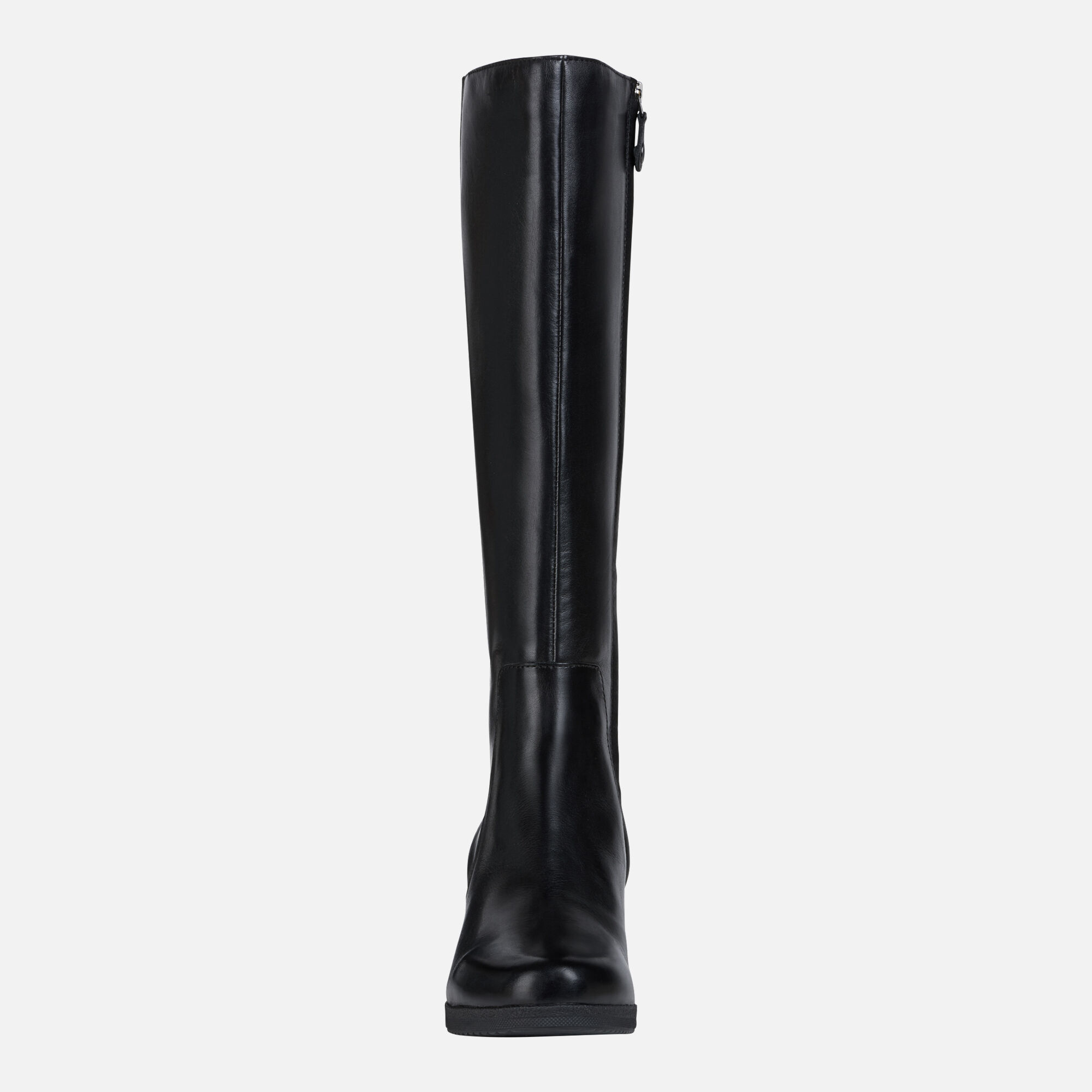 black wedge riding boots