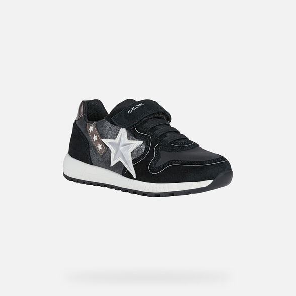 SNEAKERS GIRL GEOX ALBEN GIRL - BLACK AND SILVER
