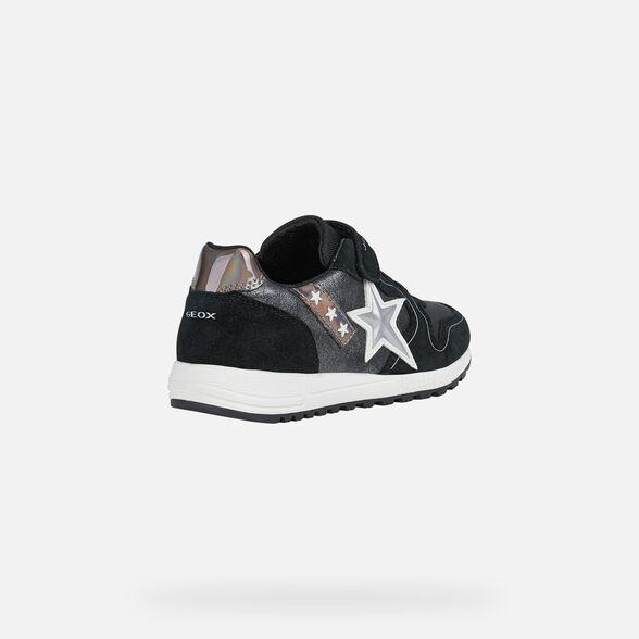 SNEAKERS GIRL GEOX ALBEN GIRL - BLACK AND SILVER