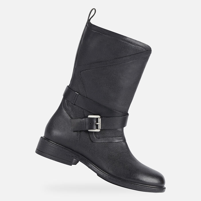 Bottines Geox Respira Femme En Cuir Noir - Taille EU 38 - Talon 8 Cm - Occasion Très Bon état