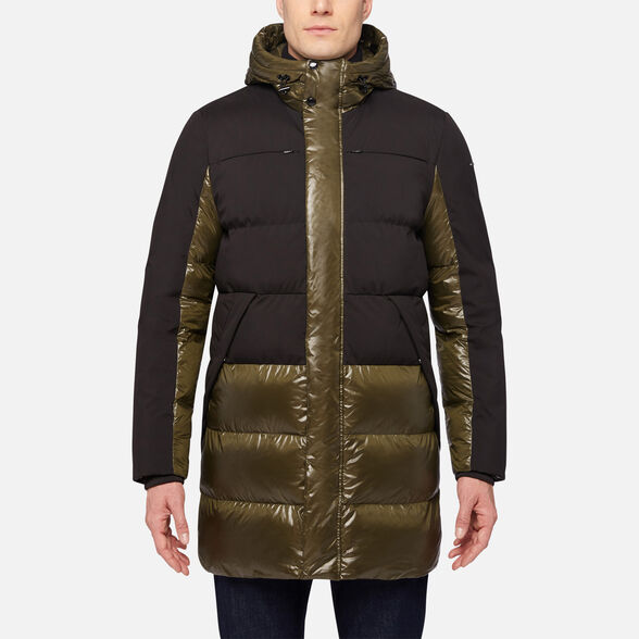 DOWN JACKETS MAN GEOX SILE MAN - FOREST NIGHT AND BLACK