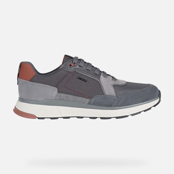 SNEAKERS MAN GEOX DOLOMIA MAN - ANTHRACITE AND DARK RED