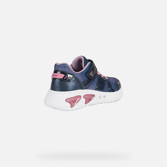 Hook And Loop Fastening Children Girls Geox Emmaisi Trainers In Navy