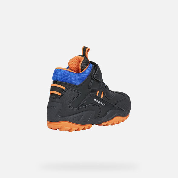 speling Automatisch Steil Geox® NEW SAVAGE WPF Junior Boy: Black and Orange Shoes | Geox®