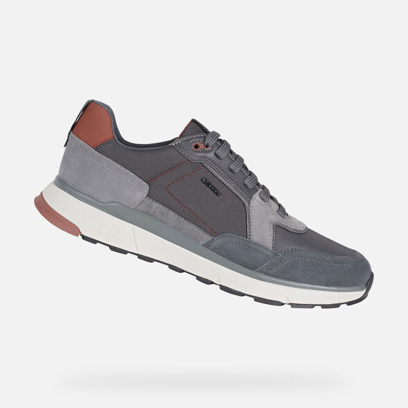 SNEAKERS MAN GEOX DOLOMIA MAN - ANTHRACITE AND DARK RED