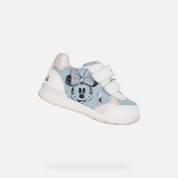 MICKEY MOUSE BABY GEOX RISHON BABY GIRL - LIGHT JEANS AND WHITE