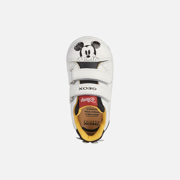 MICKEY MOUSE BABY GEOX NEW FLICK BABY BOY - WHITE AND BLACK