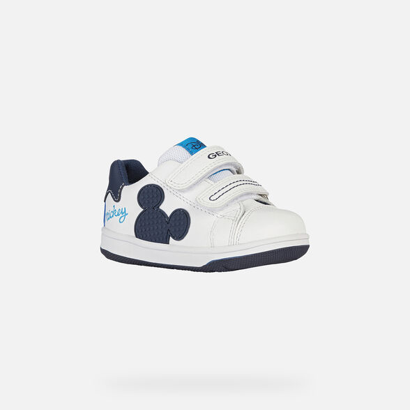MICKEY MOUSE BABY GEOX NEW FLICK BABY BOY - WHITE AND NAVY