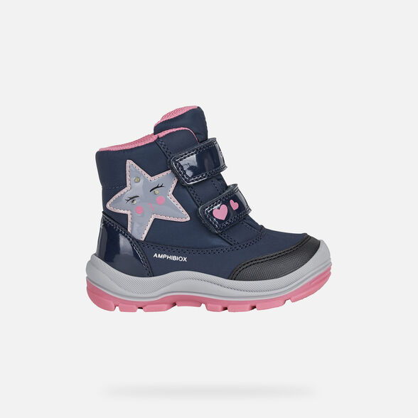 LIGHT-UP SHOES BABY GEOX FLANFIL ABX BABY GIRL - NAVY AND FUCHSIA