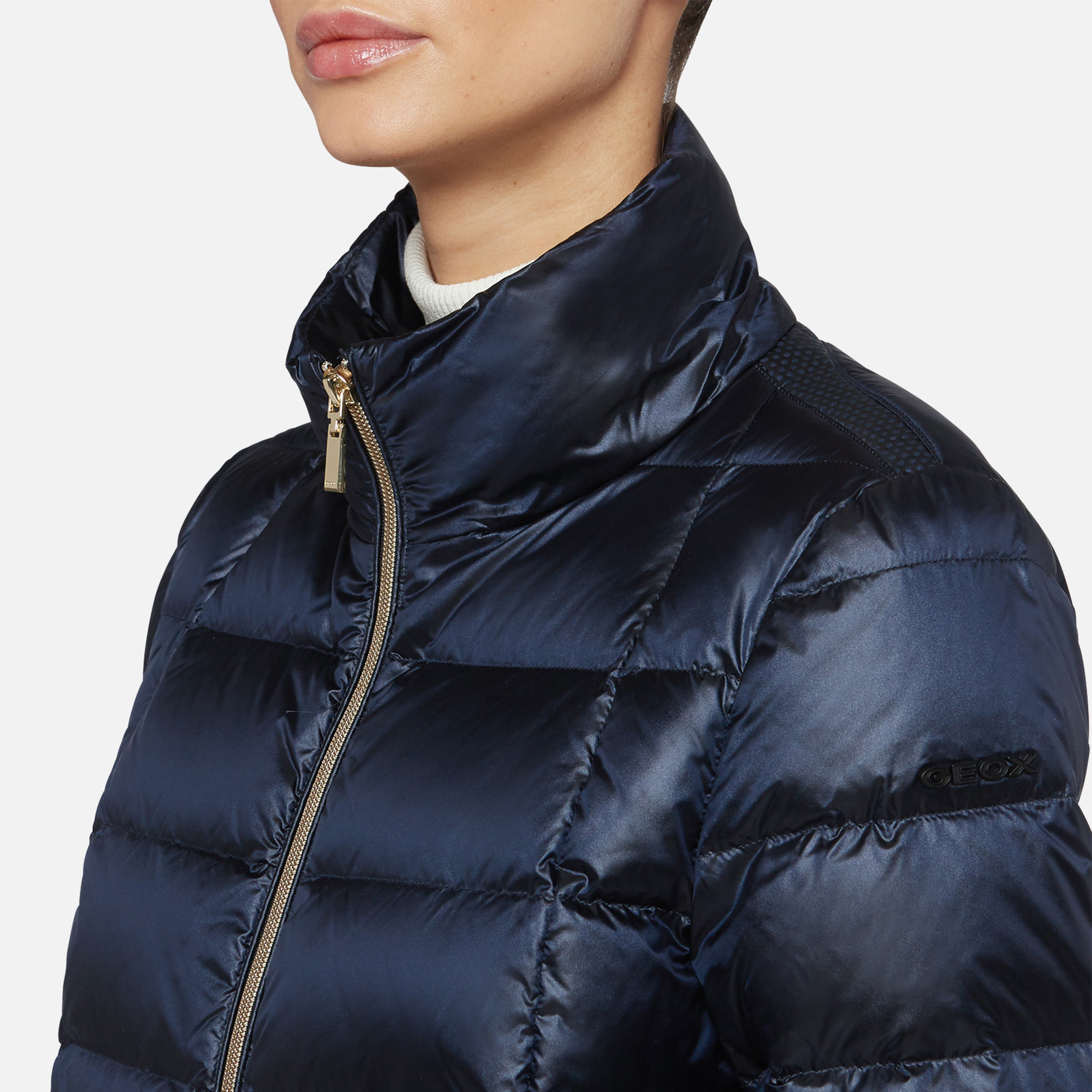 Geox BLENDA Woman Blue Down Jacket Geox® Online Store