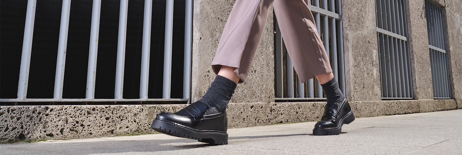 Women's Leather Loafers with Heel or 