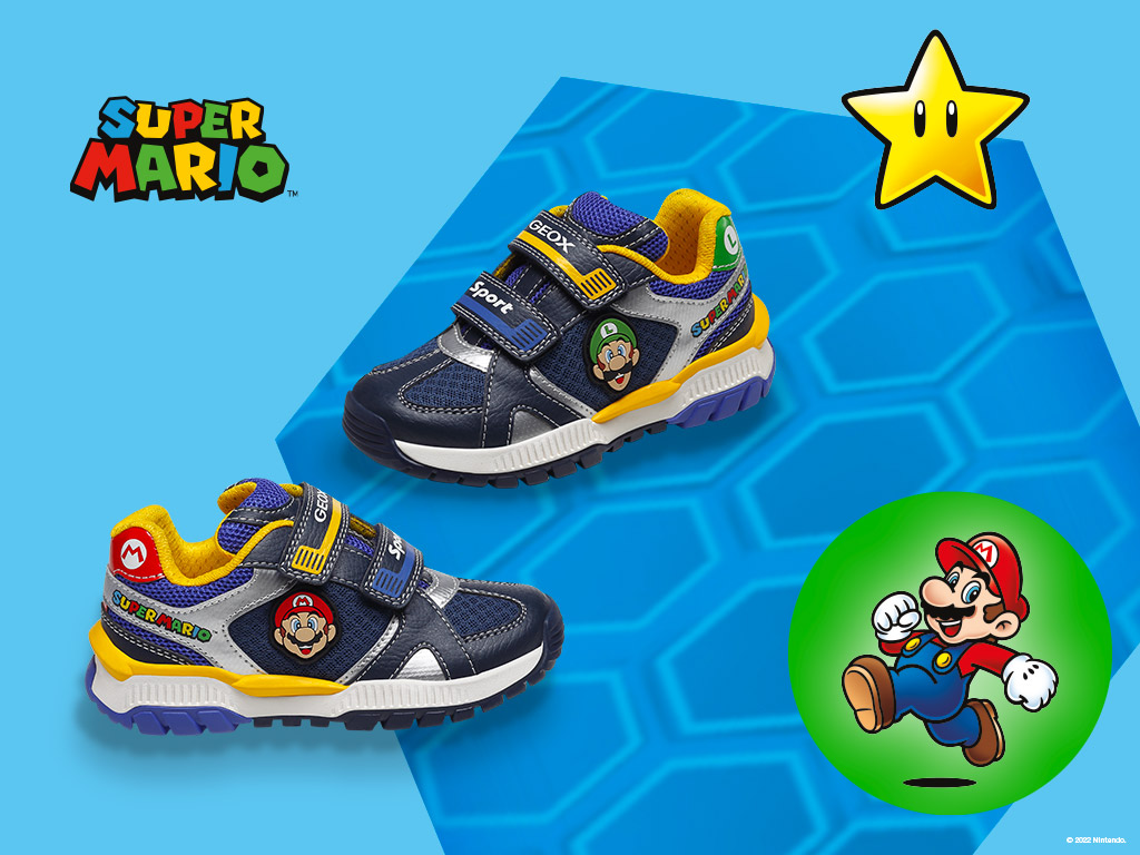 Geox Gray Jay Boy Mario \u0026 Luigi J169YD Black/Sky of Boots